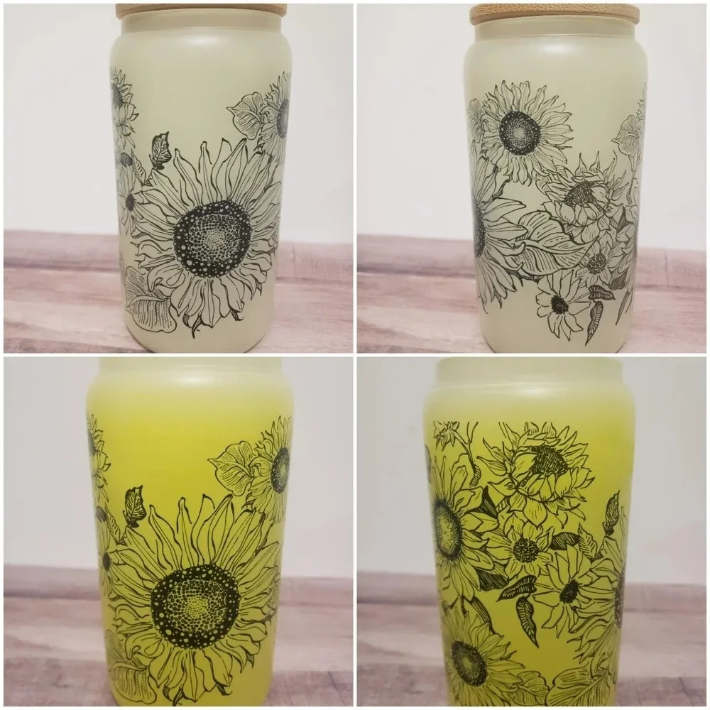 16oz Sunflower cold color changing cup
